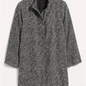Soft-Brushed Textured Funnel-Neck Coat